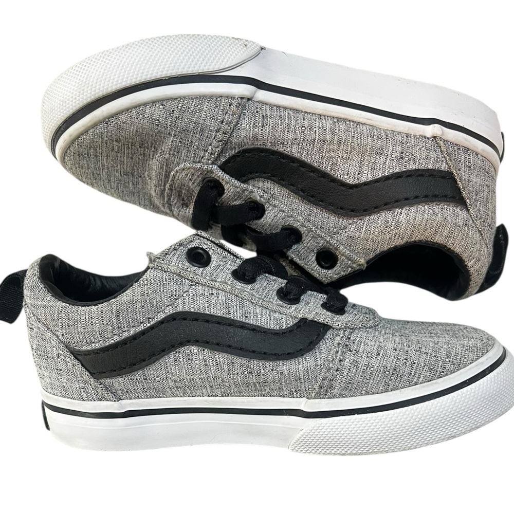 Vans Kids' Black and Gray Off The Wall Sneakers EUC 7 Toddler